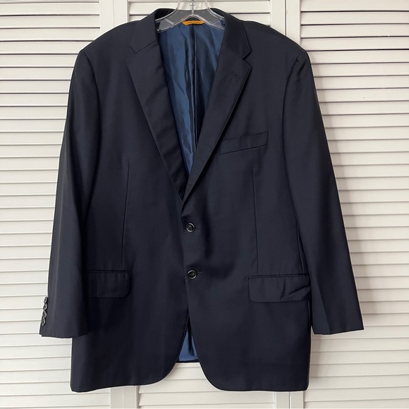 Hickey Freeman New York Traveler black blazer 100% worsted wool size 44 R